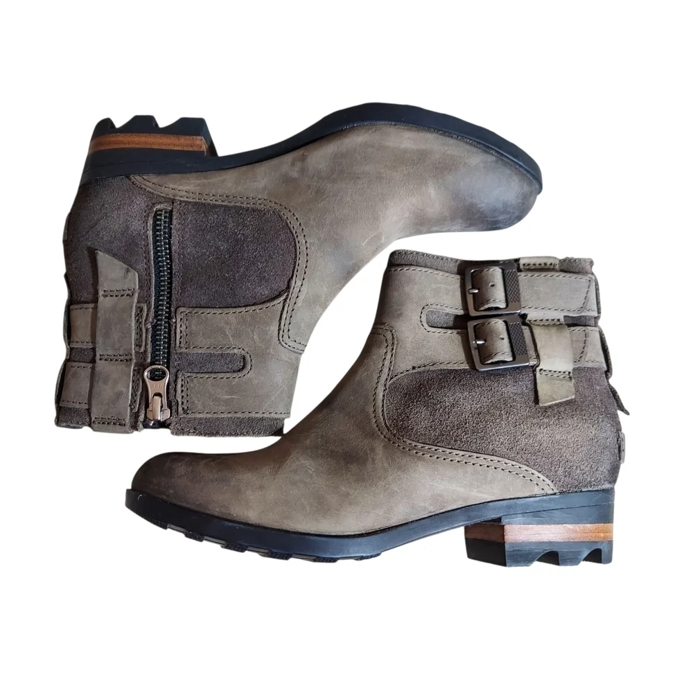 Sorel Lolla Waterproof Leather Suede  Taupe Ankle Boot
